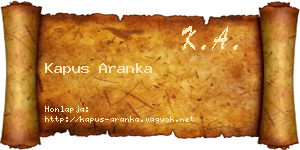 Kapus Aranka névjegykártya