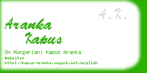 aranka kapus business card